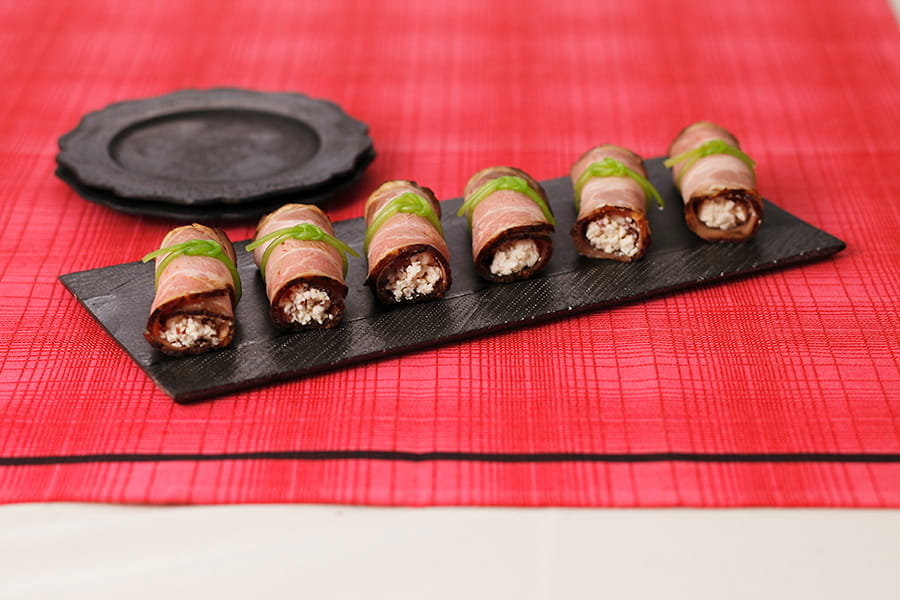 ブルサンとローストポークの俵巻き